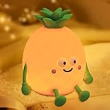 HPYDIY Pineapple Night Light,USB Rechargeable Touch Control Lamp with 7-Color RGB & 30-Min Timer, 3-Level Dimmable Anti-Blue Light Bedside Lamp for Kids Adults Home Party Camping