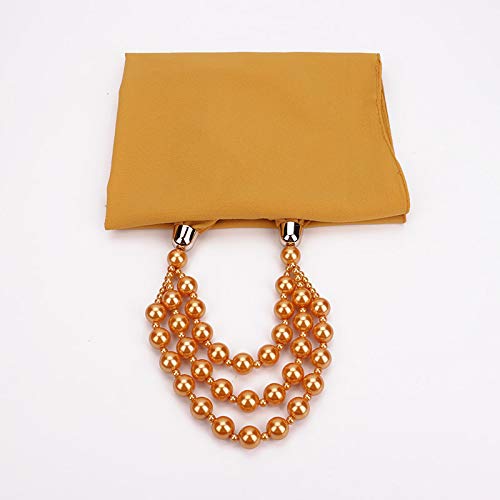 Vintage Chiffon Scarf For Women Imitation Pearls Pendant With Necklace Soft Winter Neck Wrap Infinity Scarves3