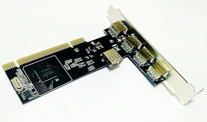 Atevon PCI USB 2.0 Expansion Card – 5-Port (4 External + 1 Internal) High-Speed Adapter for Desktop PC – PCI Interface Controller for Windows 11/10/8/7