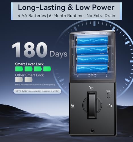 Ulecoce Keyless Entry Keypad Deadbolt with Handle Set, Smart Lock, Auto-Lock + One-Touch Lock, 100 Codes + 15-Min Easy Install, Ideal for Airbnb/Homes/Offices, Fits U.S. Standard Front Doors, Black thumbnail 6