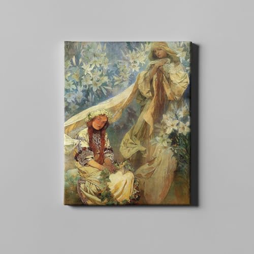 Grande toile Alphonse Mucha Madonna des lys qualite galerie d'art impression prestige