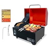 Hello.Dr Portable Pellet Grill, Pellet Smoker with Digital Control, LED Screen, Meat Probe,for Outdoor Camping & Backpacking - Lightweight, Stainless Steel - Perfect for Hiking, RV, Red