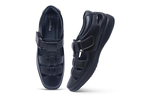 Image of Heels County Faux Leather Fisherman Sandals for Men