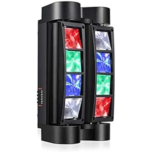 TOPQSC Party Spider Moving Light DJ podiumlamp, 8 LED 4-in-1 RGBW-geluid en 7/13CH DMX-bediening, discolicht voor feestjes, DJ-shows, disco’s, bars, clubs, concertverlichting (1 stuk)