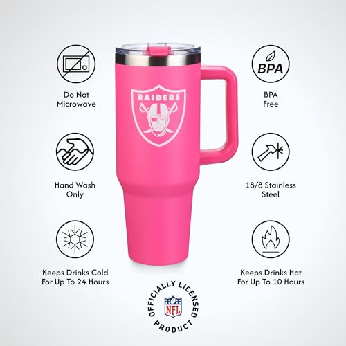 Image of The Memory Company Officially Licensed NFL - Las Vegas Raiders 40oz Pink Game Day Tumbler with Team Logo