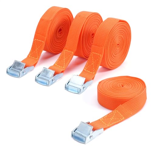 Tie Down Straps 4-Pack Heavy Duty Adjustable Buckle