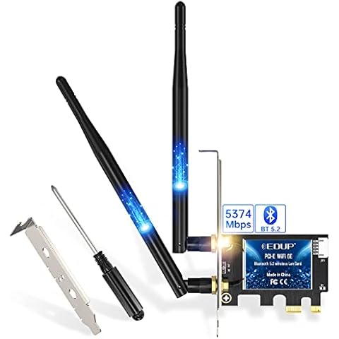 EDUP PCIe WiFi 6E Card Bluetooth 5.2 AX 5400 Mbps AX210 Tri-Band 6Ghz/5.8GHz/2.4GHz PCI-E Wireless WiFi Network Adapter Card for Desktop PC Windows10/11 64-bit Cover