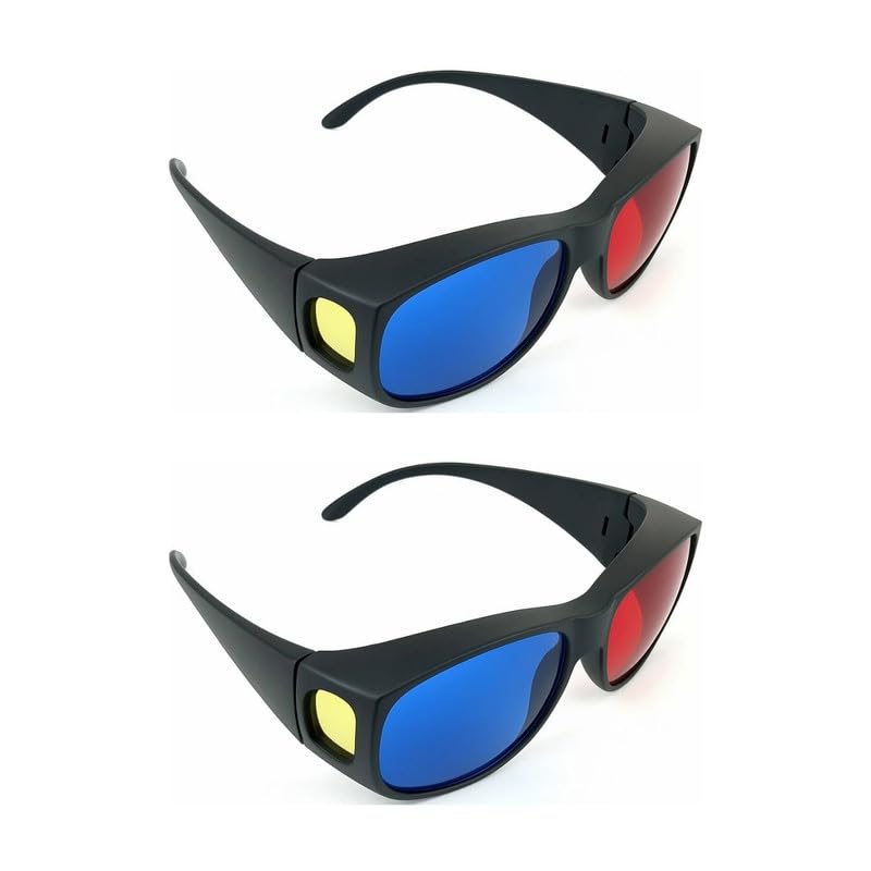 Image of Red Cyan 3D Glasses for YouTube Videos | Anaglyph Red Blue 3D Viewing Eyewear | Hard Scratch-Resistant Lens | Flexible Frame | Home Cinema Projector Compatible | Pack of -2