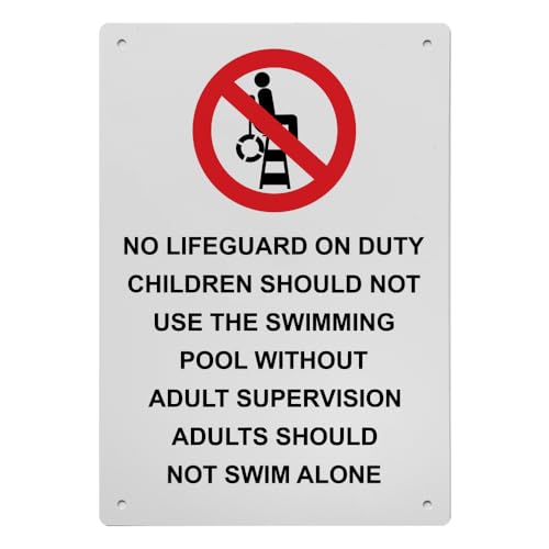 No Lifeguard On Duty Children Sign, 8.5 x 11 in
