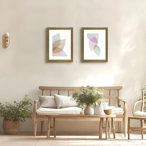 Image of Golden State Art, 12x16 Ornate Finish Photo Frame with White Mat for 8x12 Picture & Real Glass. Color: Distressed Gold