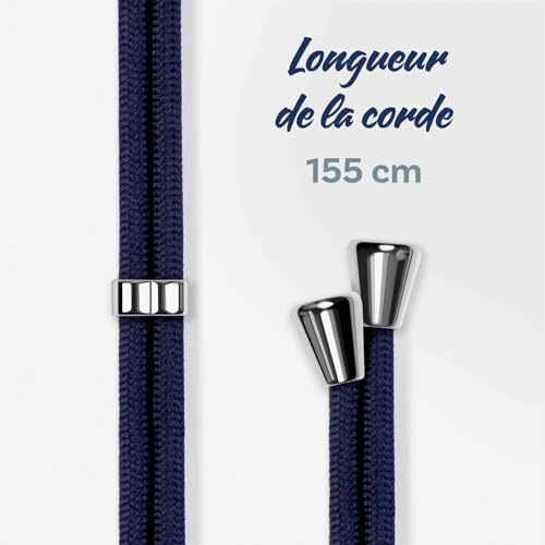 Coque cordon iPhone 16 Pro ONEFLOW Twist bleu argenté antichoc - 6