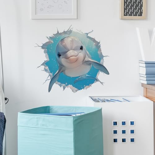 Vinilo decorativo delfín sonriente removible impermeable miniatura 3
