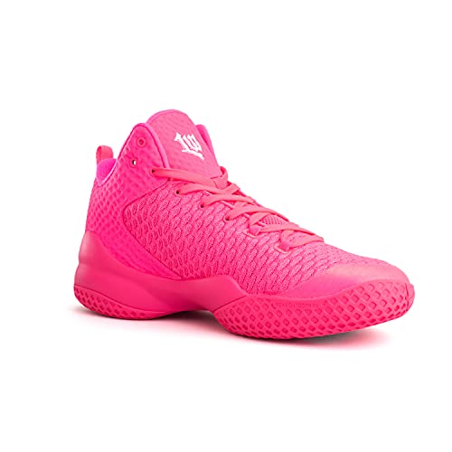 PEAK High Top Mens Basketball Shoes Lou Williams Streetball Master Breathable Outdoor Sneakers Cushioning Shoes for Fitness Pink