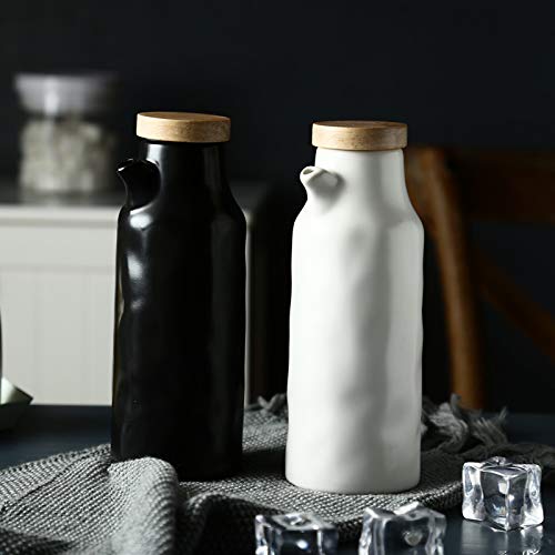 Botella de Aceite de cerámica, Botella dispensadora de Aceite para Cocina, Botella dispensadora de cerámica, Botella de Salsa de Soja, Recipiente de condimentos de Salsa de Soja, 2 Piezas
