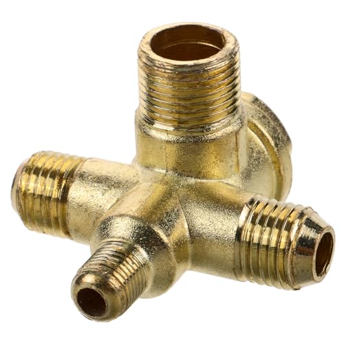 Veemoon Clapet Anti-retour Fileté 4 Voies En Bronze Soudé Pour Compresseur D'air, Vanne Pneumatique Double Canal, Accessoire De Valve De Pression, Compatible Maintenance Et Remplacement, Pièce Unique