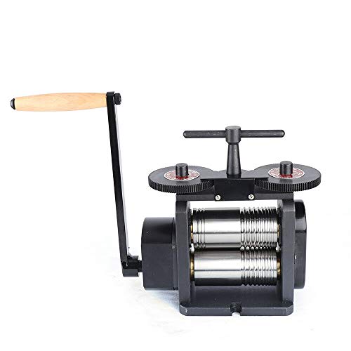 Ethedeal Manual Jewelry Rolling Mill Machine, 130mm Jewelry Making DIY Tool, 5'' Jewelry Press Combination Rolling Mill Machine 4:1 Gear Ratio (Black-130mm)