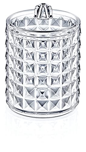 Suporte de cotonete de algodão acrílico transparente Qtip organizador de boticário, grande capacidade, organize facilmente seus cosméticos para banheiro e mais, design transparente para fácil