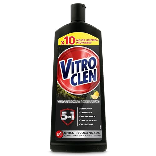 Vitroclen Limpiador Vitrocerámica e Inducción, en Crema, Desincrusta, Desengrasa y Da Brillo,...