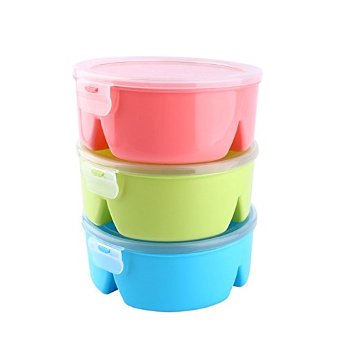 Round Shape Lunch Box FoodGrade Plastic Food Storage Container Picnic