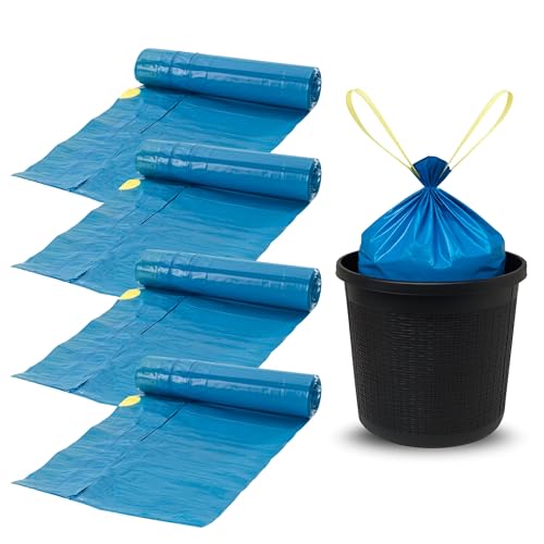 Bottari 60 bolsas de basura de 40 l, 55 x 65 cm con asas de cierre, azules, bolsas para basura resistentes y recicladas, 4 rollos de 15 unidades