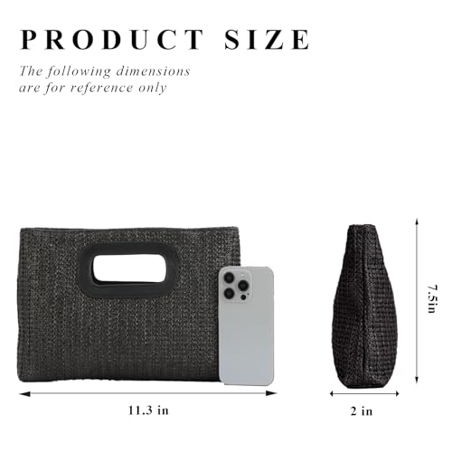 Image of Fecialy Straw Clutch Top Handle Clutch Handbags for Women Raffia Evening Bag Woven Beach Summer Bag Crossbody Purse