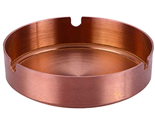Stainless Steel Metal Ashtray, Outdoor Indoor Ashtray, Home Office Decoration Desktop Smoking Ash Tray, (Rose Gold)