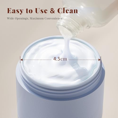 New Travel Toiletry Containers [Ultra Leakproof] TSA-Approved, PLA Hard Shell Jars with 5 Magnetic Labels, Wide Mouth Bottles for Lotion, Cleanser, Shampoo, Conditioner, Blue, 3 Pack, 2OZ4