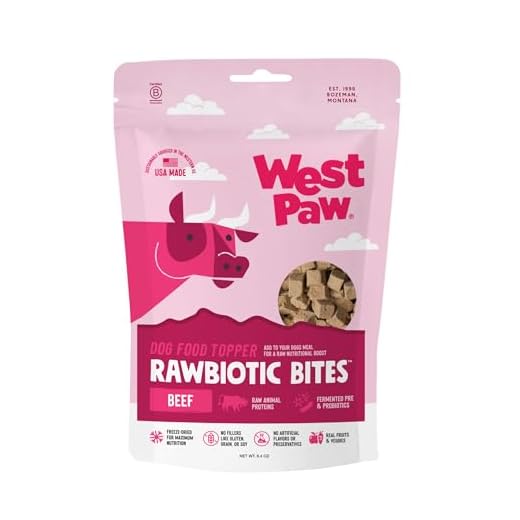 WEST PAW Rawbiotic Bites Beef – Probiotic Dog Food Toppers for Dry Food, Meal Toppers for Dogs, Perfect for Picky Eaters – Grain-Free, Real Fruits & Veggies - Made in USA - Beef