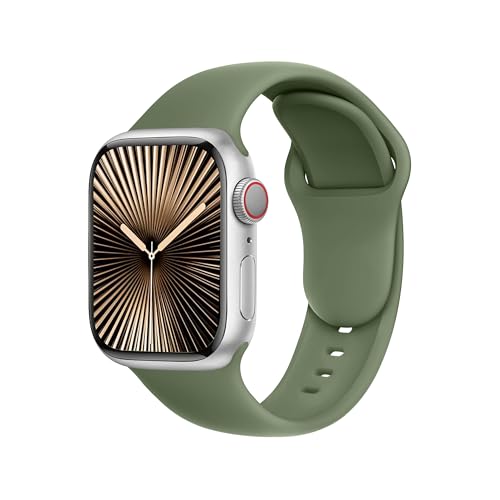 Bracelet Apple Watch Series 10 anti-transpiration vert olive pour femme