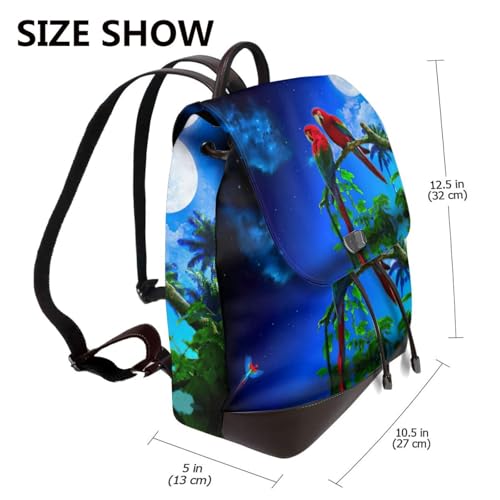 Sac à dos en cuir noir avec imprimé perroquets pour ordinateur - 2