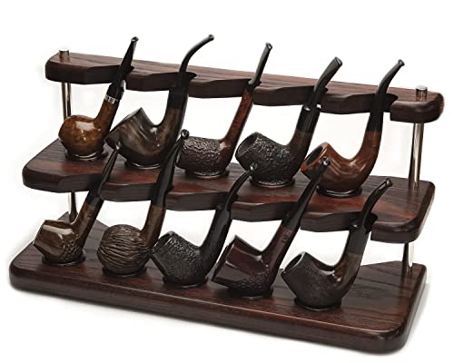 Wooden Tobacco Pipe Stand Rack Case Display Holder For 10 Smoking Pipes Hand Carved By Kafpipeworkshop From Solid Ashtree Wood #TOP6