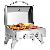 DORTALA Freestanding Barbecue Grills, Steel Propane Gas Grill w/Temperature Control Stove and Two Bu
