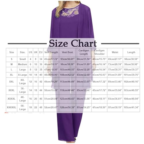 HGps8w Women 3 Pieces Mother of The Bride Pant Suits Elegant Chiffon Jacket Wedding Guest Formal Outfit Set for Evening Gown3