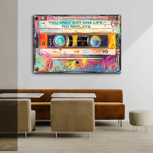 Peinture vintage bande magnétique art mural moderne pour salon et bureau