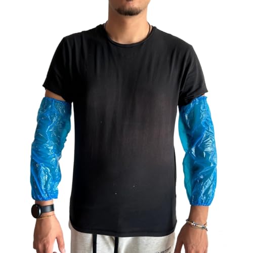 Coprimaniche Monouso in CPE, Copribraccia Usa e Getta, Manicotti Sopramaniche, Quantità 100 pz - 200 pz - 400 pz - 1000 pz - 2000 pz, Colore: Blu - Bianco. (Quantità 100 pz., Blu)