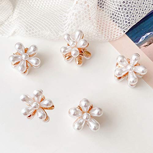 Handmade Mini Pearls Claws Hair Clips,5Pcs Fashion Hair Barrettes Decorative Hair Accessories for Girls Women Ladies