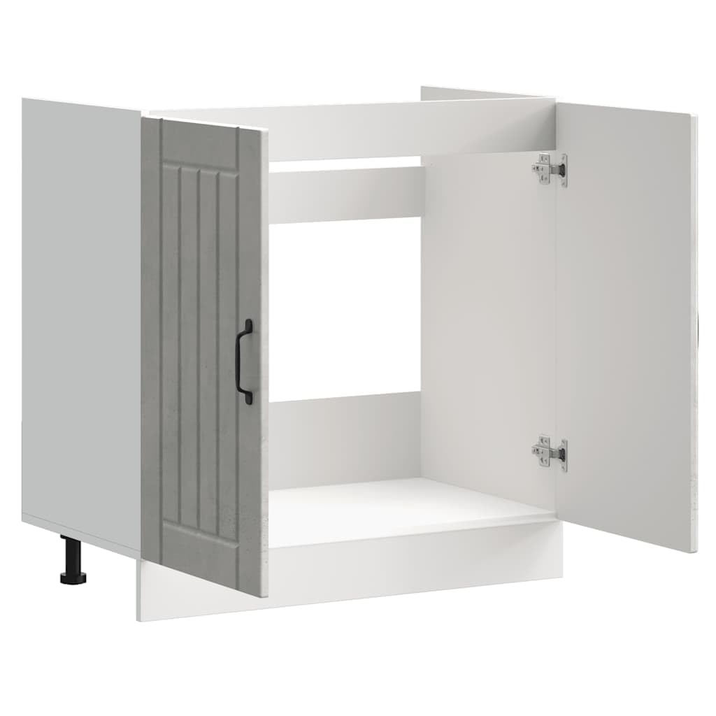 Lucca szafka pod zlewozmywak w kolorze szarym, betonowa, wykonana z materiału drewnopochodnego, 80 x 46 x 81,5 cm, z regulowanymi nóżkami, szafka kuchenna do przechowywania, szafka pomocnicza