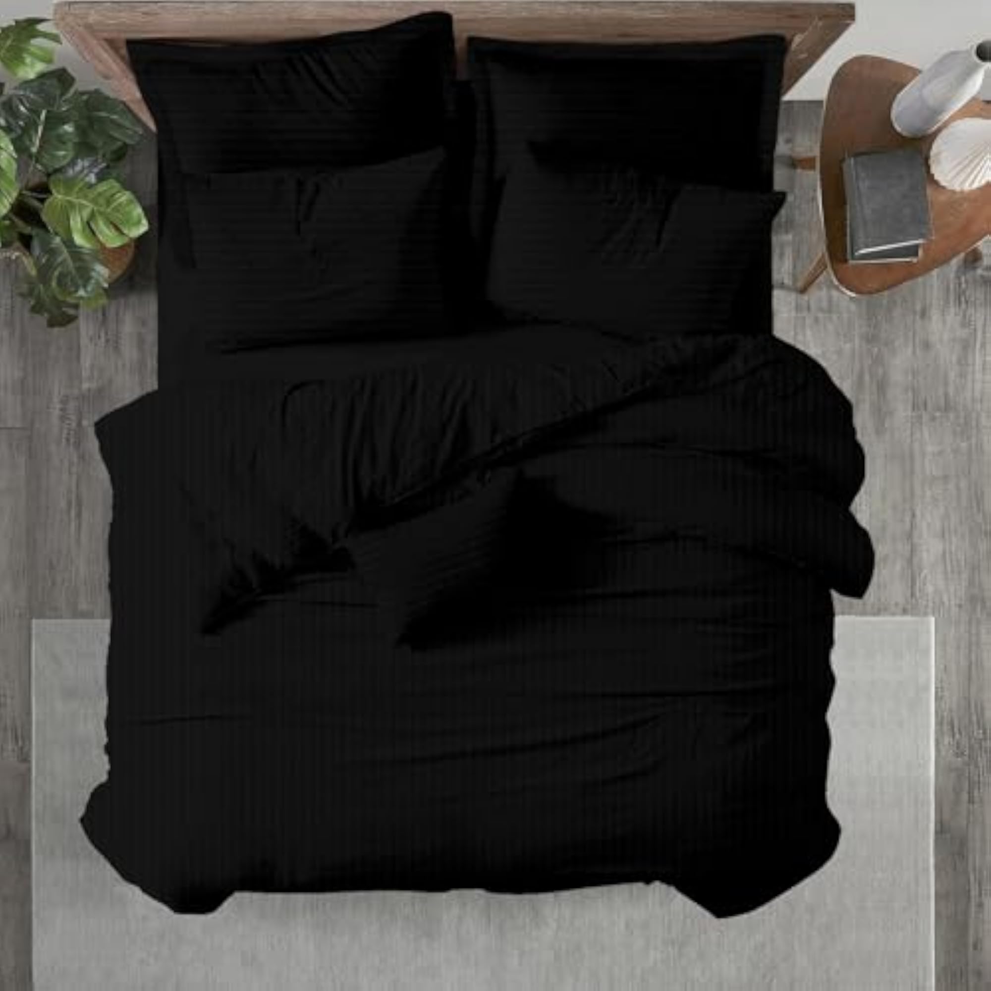 Zippered 100% Cotton Satin Stripe King Size Duvet Cover