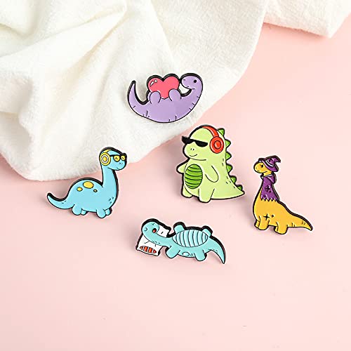 9 Pcs Cute Dinosaur Enamel Pins, Dino Anime Pins for Backpacks Animal Brooches for Backpacks Lapel Pins Clothes Hats Bags Backpack Badges Accessory Diy Gifts for Women Men3