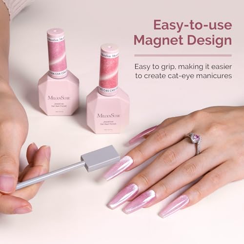 Image of MelodySusie Nail Magnet Set 12PCS, Cat Eye Gel Nail Polish Magnets, Square Round Double Ended Magnet Stick, Cat Eye Magnet for Nails, Strong Magnetic Nail Polish Magnets Nail Design Tools