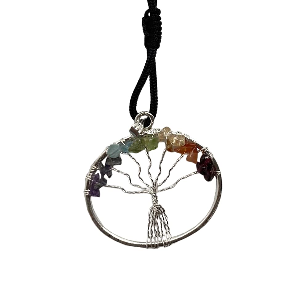 VIE Tree of Life Oval Pendant, 7 Chakra, 30mm