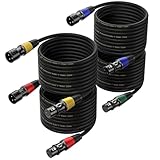 BEITSZ 5M XLR Cables 4 Packs, XLR Male to Female Microphone Cable for Studio Recorder, Mic, Mixer, Speaker System, Phantom Power