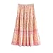 Produktbild GHKT Sommerrock Für Frauen Böhmischer Rock mit Blumenmuster Draw String Elastische Taille Lange Rock-Strand-Ferien Röcke (Color : Pink, Size : L)