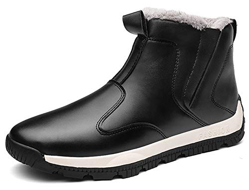 [XIANV] メンズ スノーブーツ 厚い 防水 コールド ウォーム ブーツ ショート メンズ スノーブーツ 24.5-29 (27.5cm, ブラック)
