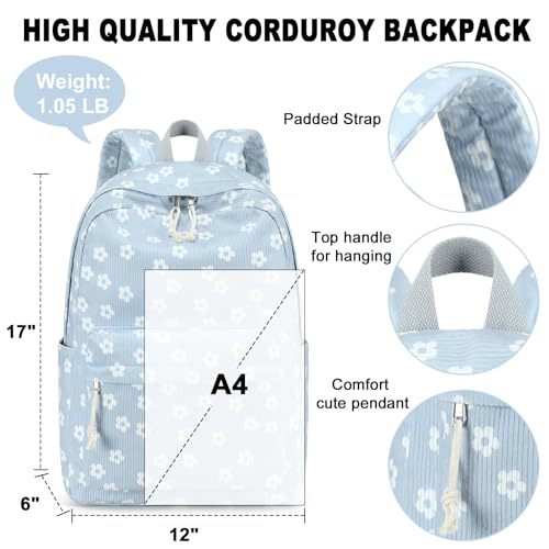 Image of BTOOP School Backpack for Teens Large Corduroy Bookbag Lightweight 15.6 inch Laptop Bag for Girls Women Casual High School College