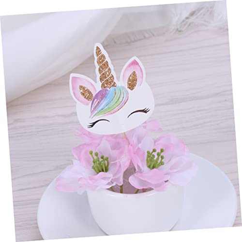 NOLITOY Inserção De Bolo De Cupcake De Chifre 48 Pçs Toppers De Cupcake De Arco-Íris Fondant Present
