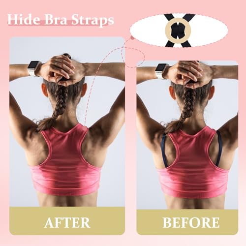 Bra Strap Clips, 12 Bra Clips for Back, Bra Straps Holder, Adjustable Anti-Slip Bra Straps Clips, Bra Accessory for Cleavage Control and Shoulder Comfort for Full Cup Size (Black, White, Beige, Clear) - Thumbnail 3