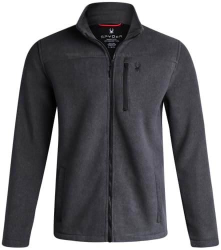 Spyder Mens Fleece Jacket - Soft Polar Fleece Sherpa Lined UPF30+ Midweight Zip Up Jacket - Warm Outerwear Jackets for Men, Size Large, Black