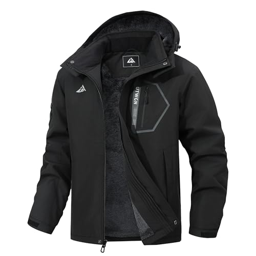 UTWGN Men's Winter Waterproof Ski Jacket,Warm Snowboarding Coat Snow Windbreaker Hooded for Hiking
