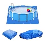 Eunika 12 x 12 Ft Square Swimming Pool Ground Cloth, Waterproof PE Pool Liner Pad for Above Ground Pools, Protector Mat Prevents Punctures, Durable Pool Tarp for Pools